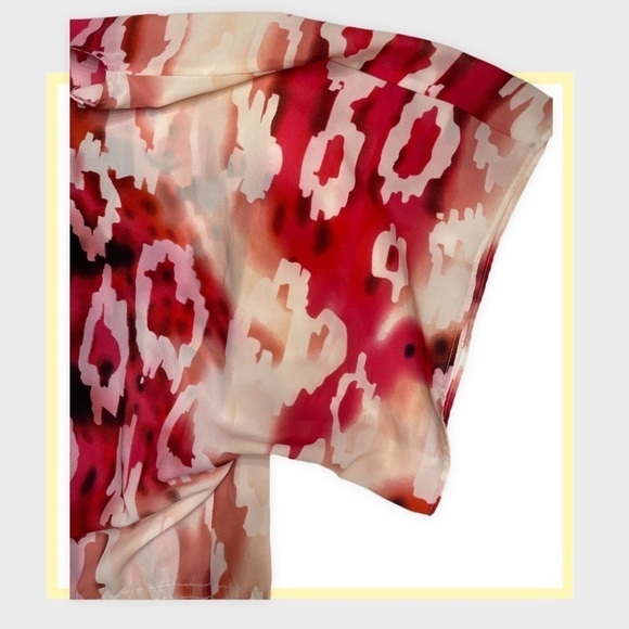 OUTBACK RED Pink, Red, Black & White Blouse Oversized Sleeves and Elastic Waist - Picture 5 of 7